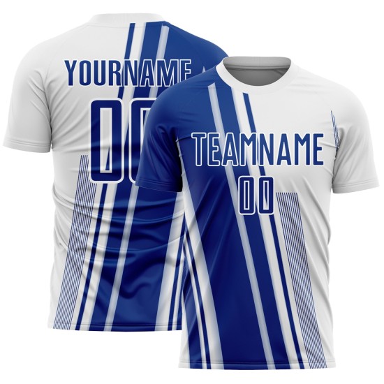 Maillot de sport de football à sublimation, lignes blanches uniformes, personnalisé, royal Maillot de sport de football à sublimation, lignes blanches uniformes, personnalisé, royal