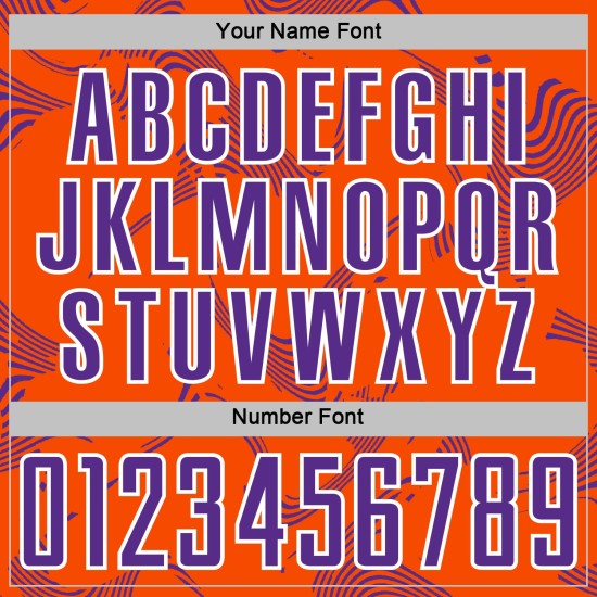 Maillot de football personnalisé violet et blanc, lignes orange et courbes uniformes, sublimation Maillot de football personnalisé violet et blanc, lignes orange et courbes uniformes, sublimation