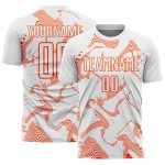 Maillot de football blanc à sublimation orange Custom Lines Curve