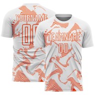 Maillot de football blanc à sublimation orange Custom Lines Curve