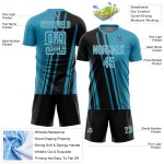 Maillot de football de sport uniforme Lignes noir-blanc bleu personnalisé Panther Sublimation