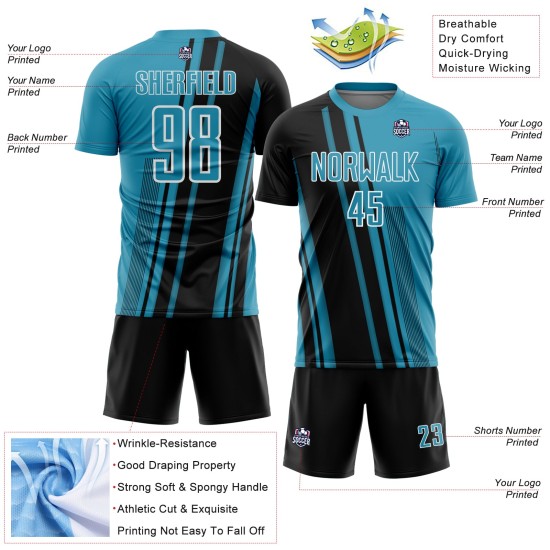 Maillot de football de sport uniforme Lignes noir-blanc bleu personnalisé Panther Sublimation