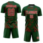 Maillot de football personnalisé, lignes de sublimation, rouge, blanc, vert, uniforme, courbe