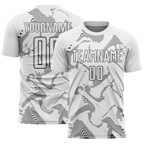 Maillot de sport gris Steel Curve personnalisé par sublimation, uniforme blanc de football Maillot de sport gris Steel Curve personnalisé par sublimation, uniforme blanc de football